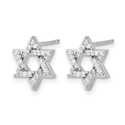 14K Weißgold Ohrringe mit echten Diamanten, Davidstern