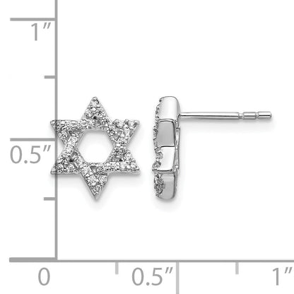 14K Weißgold Ohrringe mit echten Diamanten, Davidstern