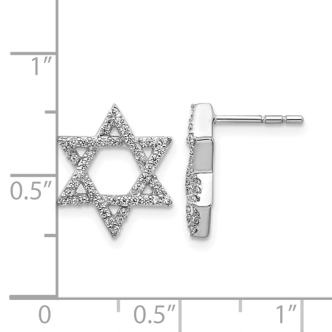 14K Weißgold Ohrringe Diamant Davidstern