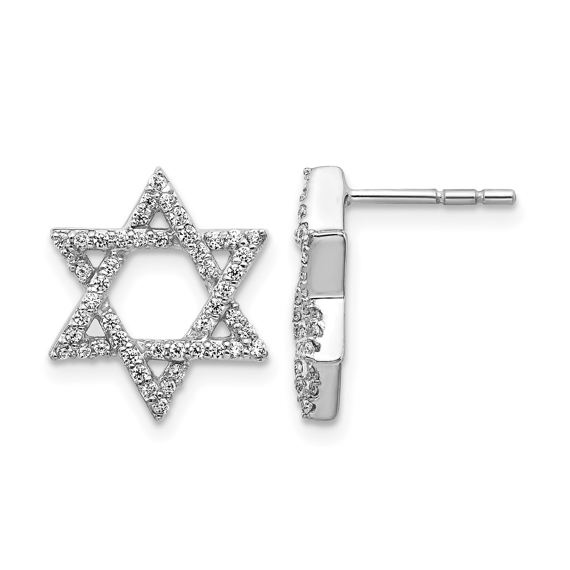 14K Weißgold Ohrringe Diamant Davidstern