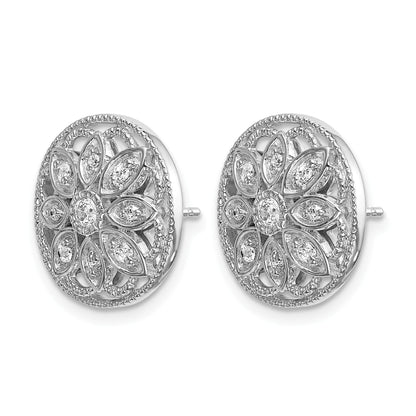 14K Weißgold Ohrringe mit echten Diamanten, Blumendesign