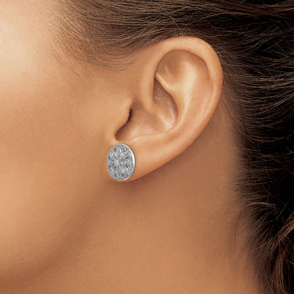14K Weißgold Ohrringe mit echten Diamanten, Blumendesign