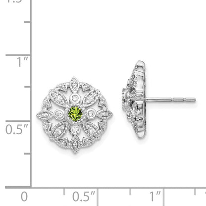 14K Weißgold Ohrringe mit echten Diamanten und Peridot, Fancy-Design