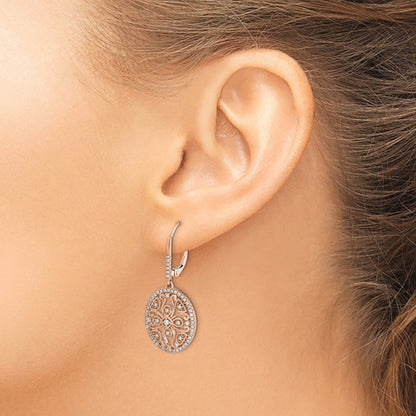 14K Weißgold Ohrringe mit echten Diamanten, Fancy-Schmetterlingsverschluss