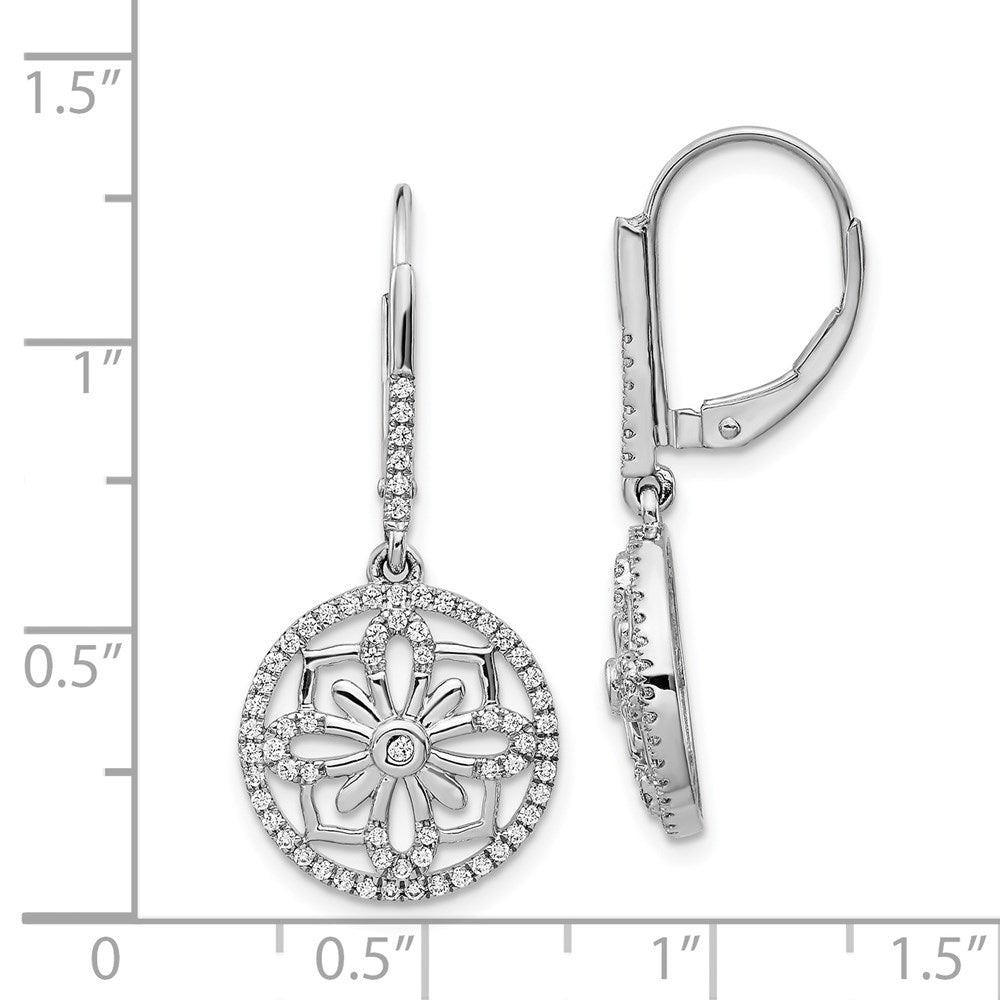 14K Weißgold Diamant-Ohrhänger mit Fancy-Leverback-Verschluss