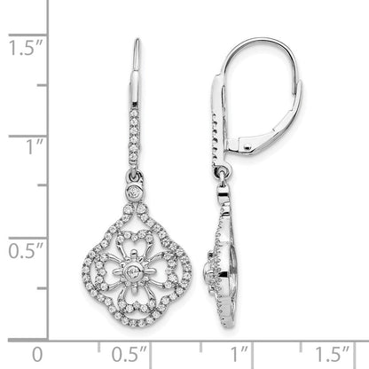 14K Weißgold Ohrhänger mit echten Diamanten, Fancy-Hebelverschluss