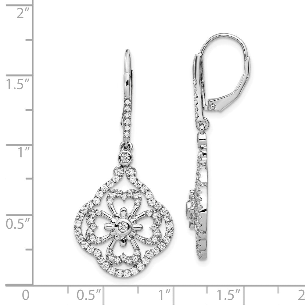 14K Weißgold Ohrhänger mit echten Diamanten in Fancy-Fassung mit Leverback-Verschluss