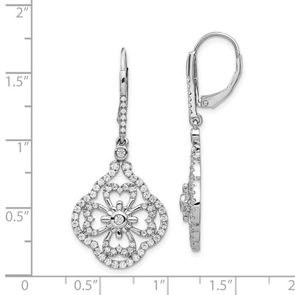 14K Weißgold Ohrhänger mit echten Diamanten in Fancy-Fassung mit Leverback-Verschluss