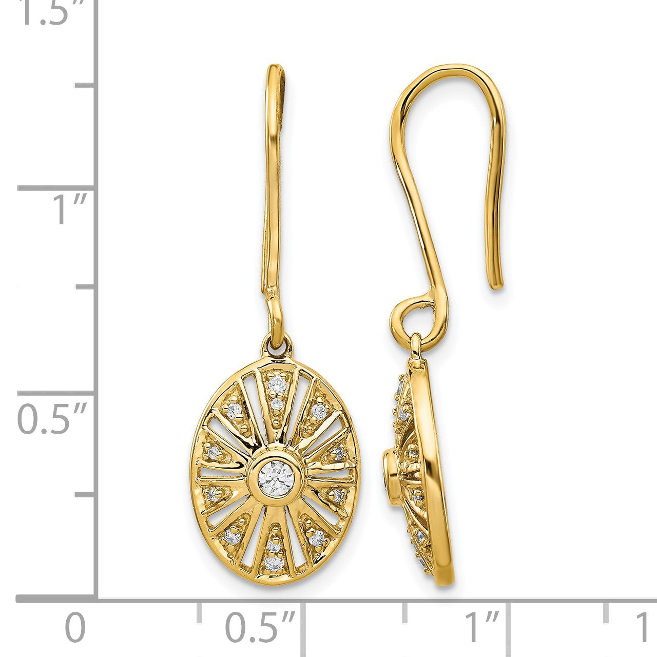 14K Gelbgold Vintage-Ohrringe mit echten Diamanten