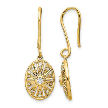 14K Gelbgold Vintage-Ohrringe mit echten Diamanten