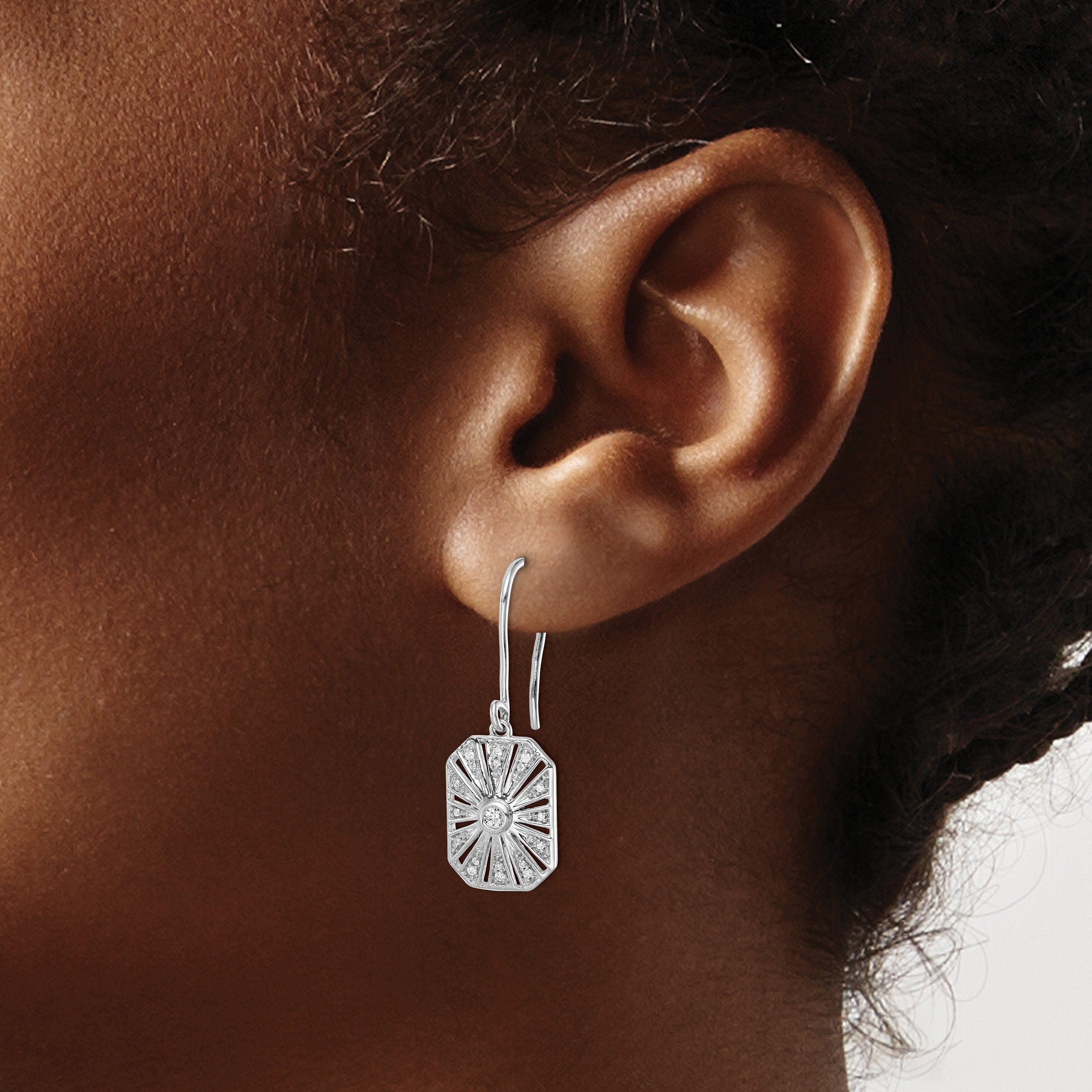 14K Weißgold Ohrringe im Vintage-Stil mit echten Diamanten