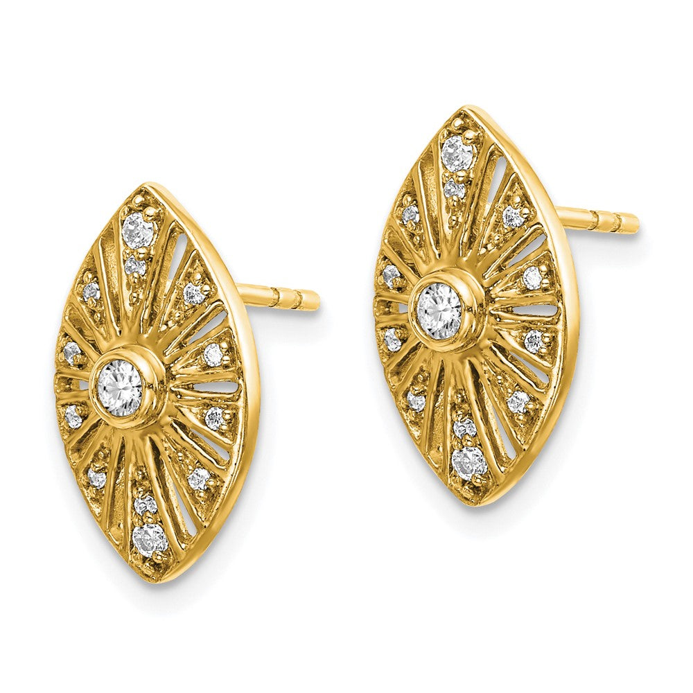 14K Gelbgold Vintage-Ohrringe mit echten Diamanten