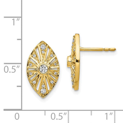 14K Gelbgold Vintage-Ohrringe mit echten Diamanten