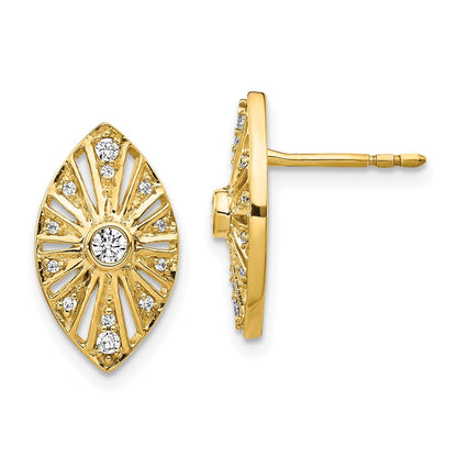 14K Gelbgold Vintage-Ohrringe mit echten Diamanten