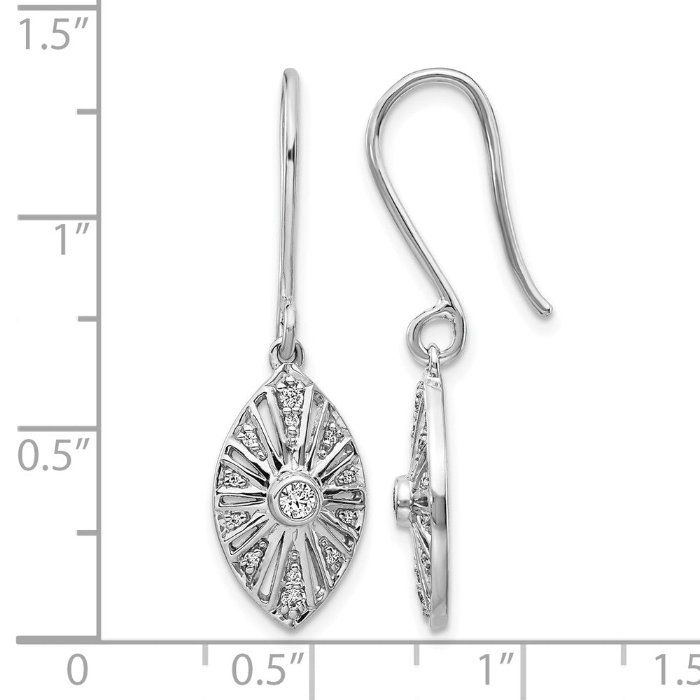 14K Weißgold Diamant-Ohrringe im Vintage-Stil mit Leverback-Verschluss