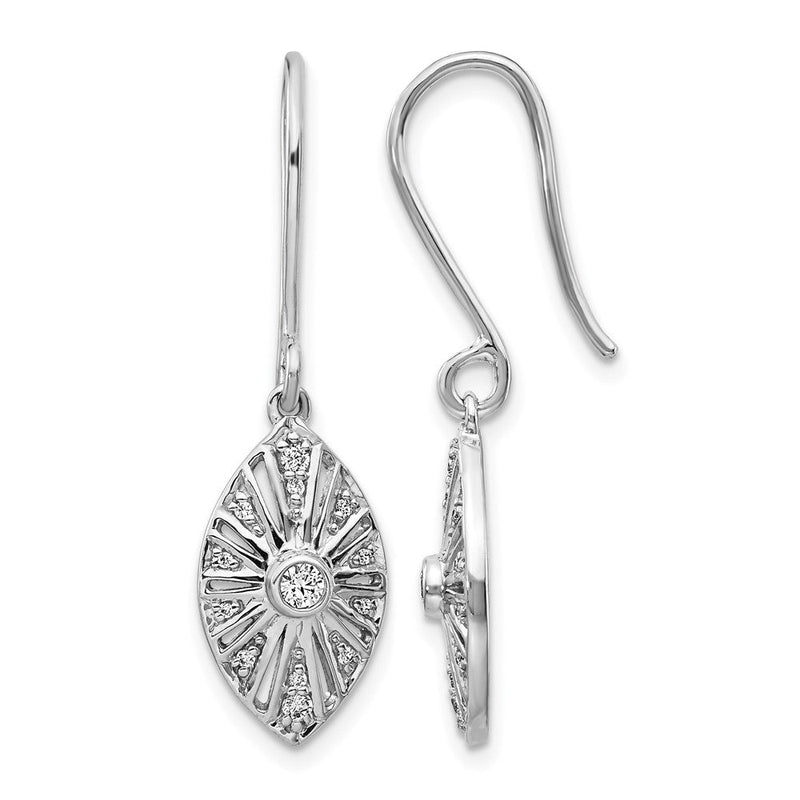 14K Weißgold Diamant-Ohrringe im Vintage-Stil mit Leverback-Verschluss