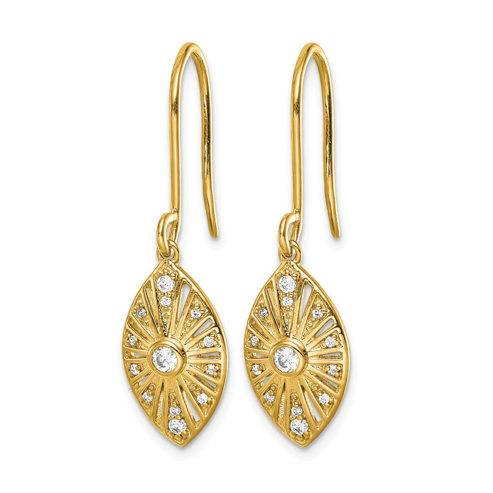 14K Gelbgold Vintage-Ohrringe mit echten Diamanten und Leverback-Verschluss