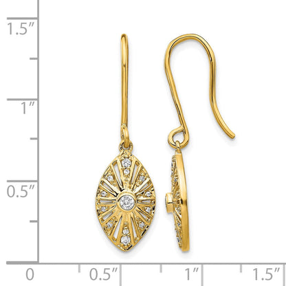 14K Gelbgold Vintage-Ohrringe mit echten Diamanten und Leverback-Verschluss