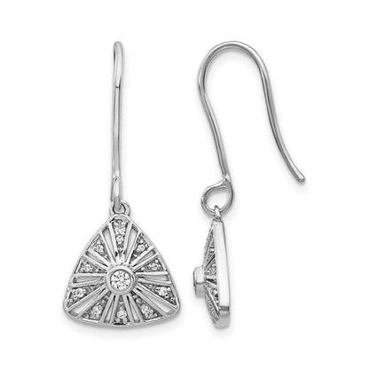 14K Weißgold Vintage-Ohrhänger mit echtem Diamanten und Klappbrisur