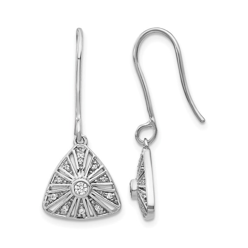 14K Weißgold Vintage-Ohrhänger mit echtem Diamanten und Klappbrisur