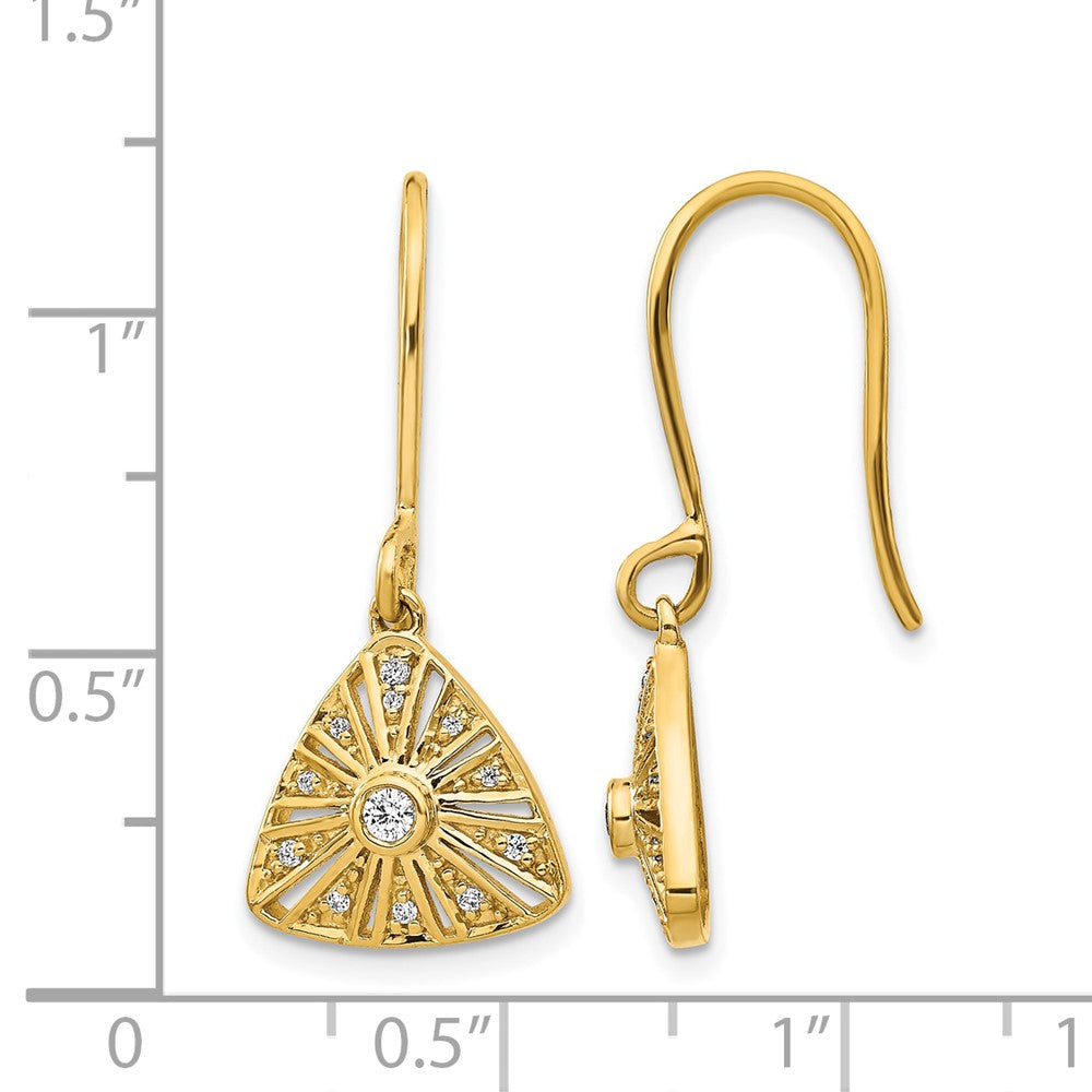 14K Gelbgold Echte Diamant-Vintage-Ohrringe mit Leverback-Verschluss