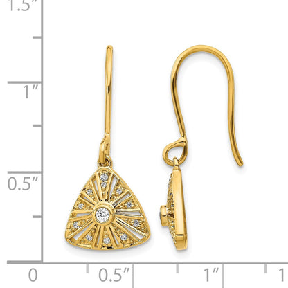 14K Gelbgold Echte Diamant-Vintage-Ohrringe mit Leverback-Verschluss