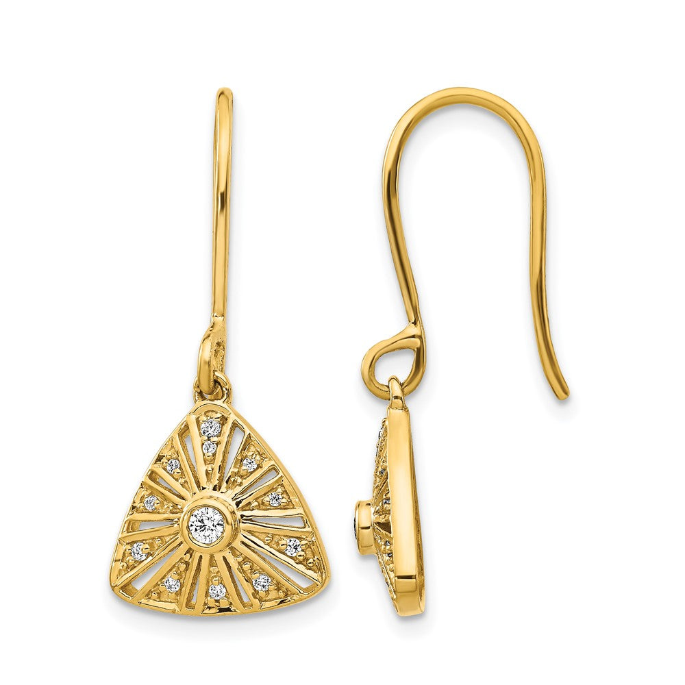 14K Gelbgold Echte Diamant-Vintage-Ohrringe mit Leverback-Verschluss