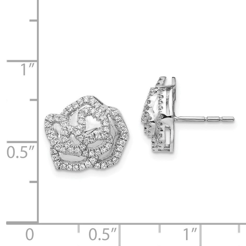 14K Weißgold Ohrringe mit echten Diamanten in Blumen-Fantasieform