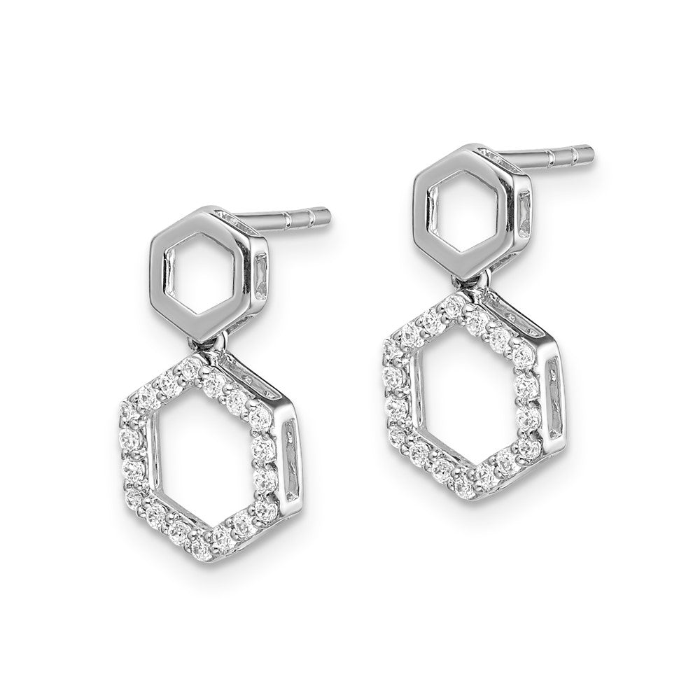 14K Weißgold Diamant-Ohrhänger mit Sechskant-Fassung und echten Diamanten