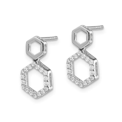 14K Weißgold Diamant-Ohrhänger mit Sechskant-Fassung und echten Diamanten