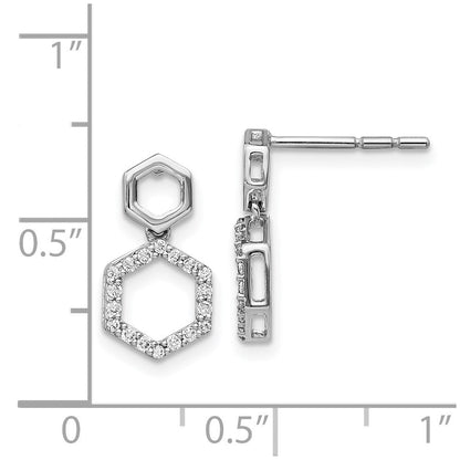 14K Weißgold Diamant-Ohrhänger mit Sechskant-Fassung und echten Diamanten