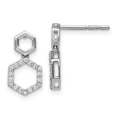 14K Weißgold Diamant-Ohrhänger mit Sechskant-Fassung und echten Diamanten
