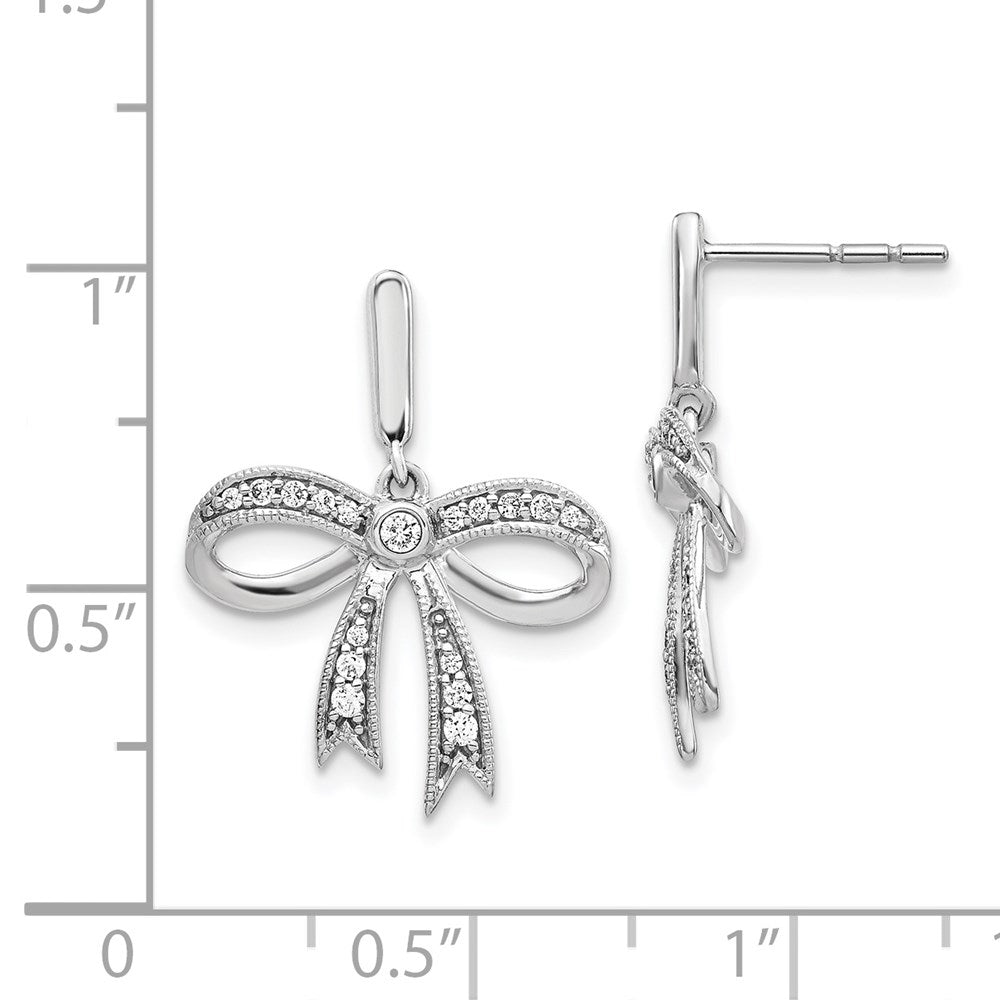 14K Weißgold Diamant-Ohrstecker mit Schleifen-Motiv