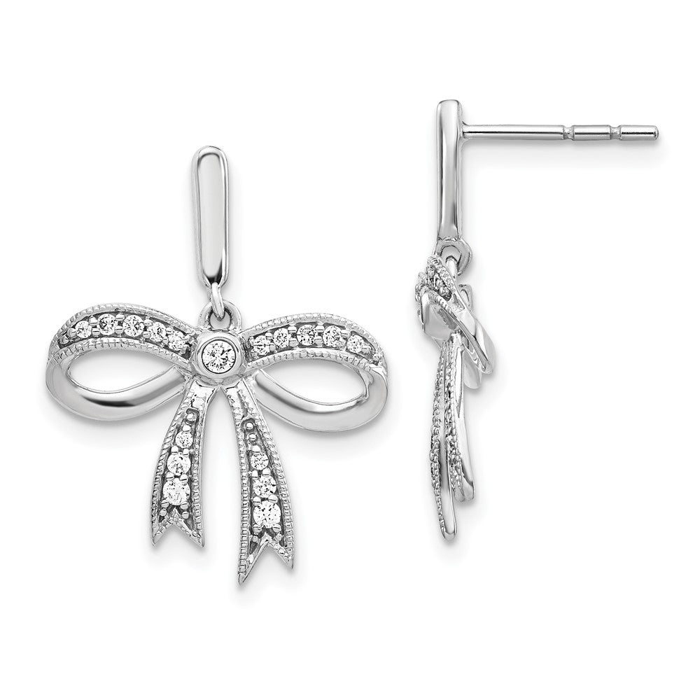 14K Weißgold Diamant-Ohrstecker mit Schleifen-Motiv