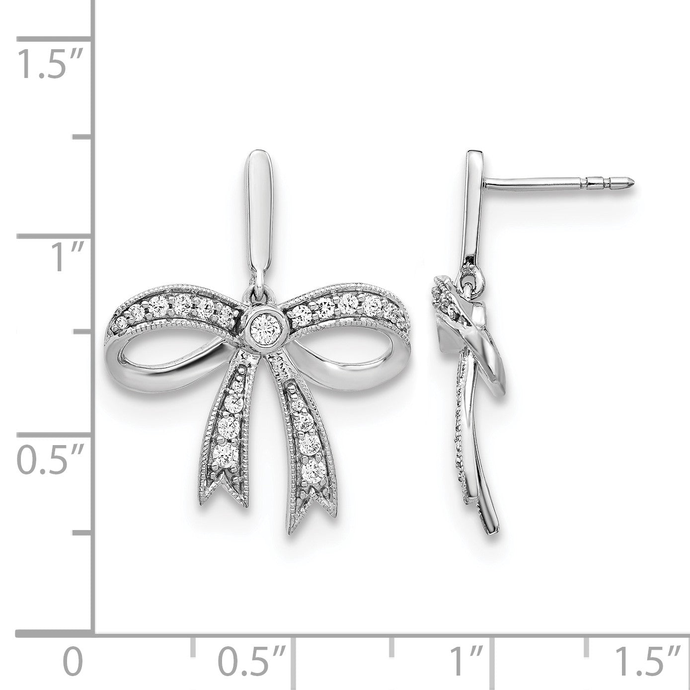 14K Weißgold Ohrstecker mit echten Diamanten in Schleifen-Design