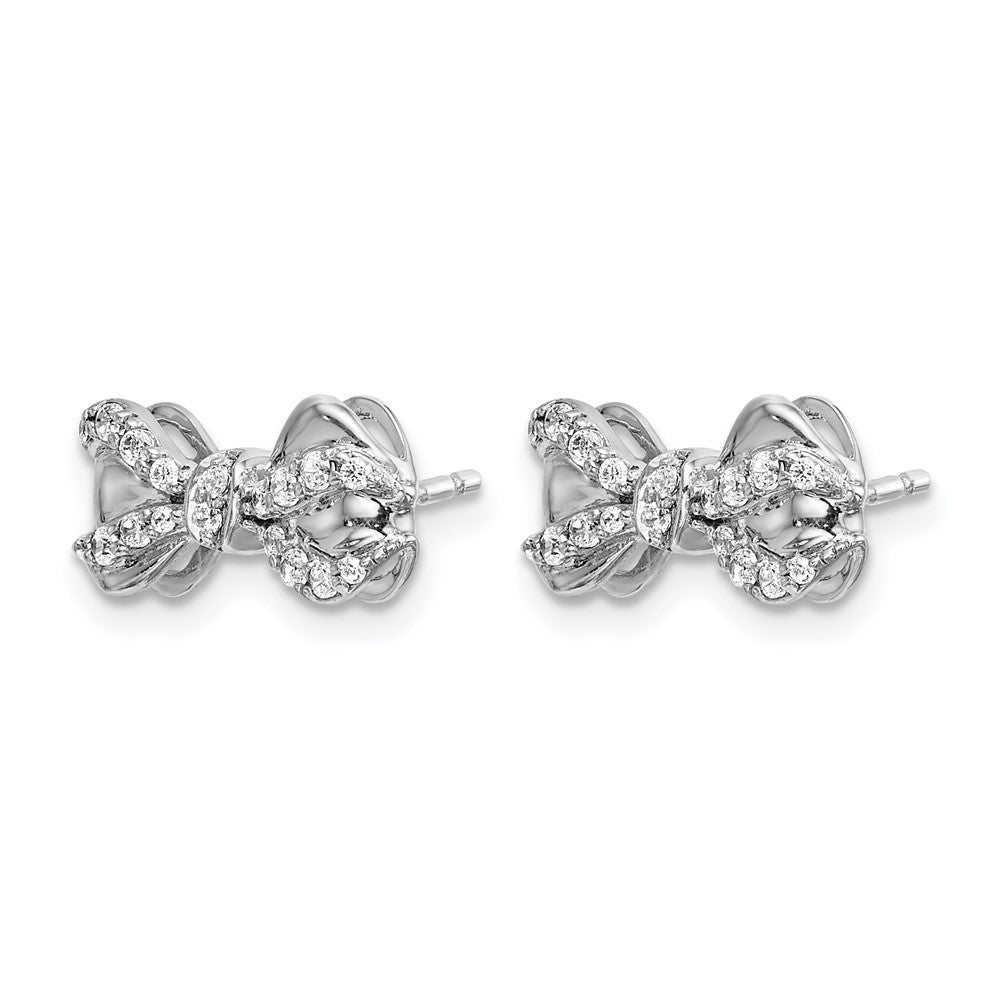 14K Weißgold Ohrstecker mit echten Diamanten in Schleifen-Design