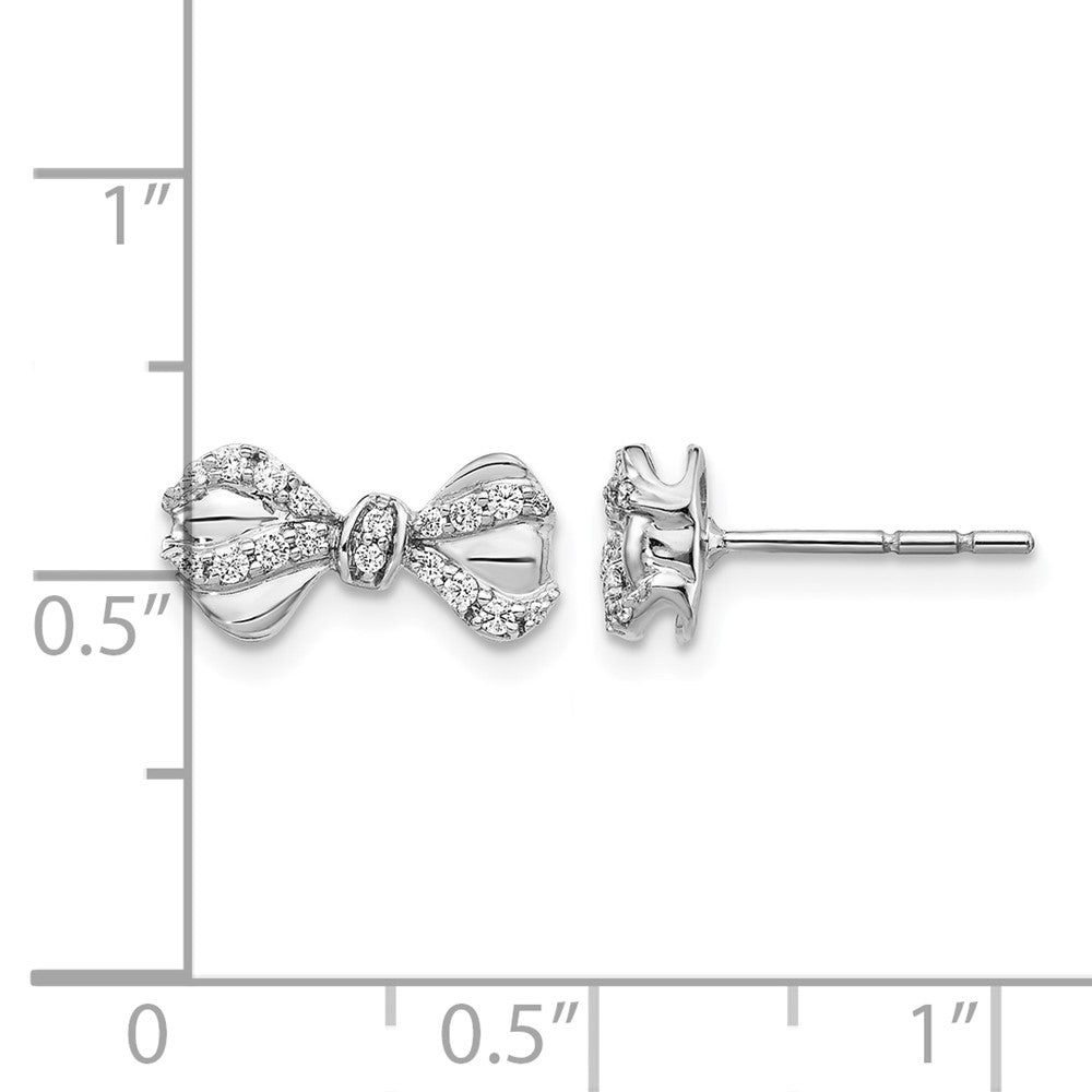 14K Weißgold Ohrstecker mit echten Diamanten in Schleifen-Design