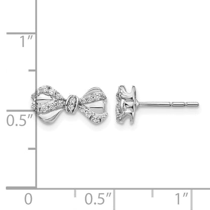 14K Weißgold Ohrstecker mit echten Diamanten in Schleifen-Design