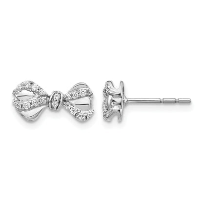 14K Weißgold Ohrstecker mit echten Diamanten in Schleifen-Design
