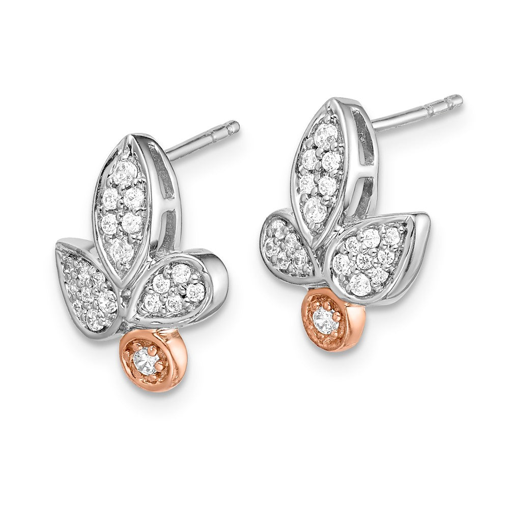 14K Gelbgold Ohrringe mit Blatt-Design aus Rosé- und Weißgold mit echten Diamanten