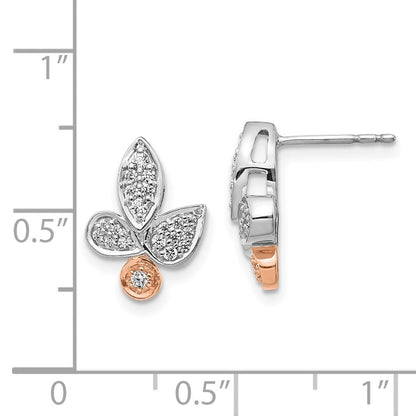 14K Gelbgold Ohrringe mit Blatt-Design aus Rosé- und Weißgold mit echten Diamanten