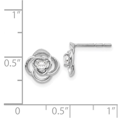 14K Weißgold Ohrringe mit echten Diamanten in Blumenform