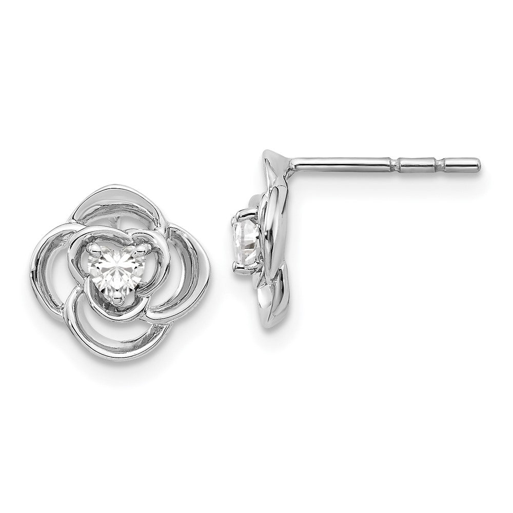 14K Weißgold Ohrringe mit echten Diamanten in Blumenform