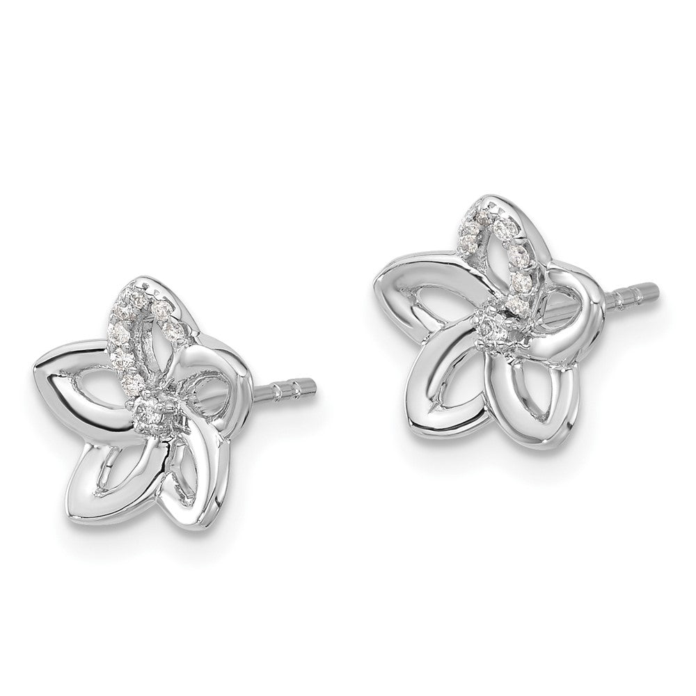 14K Weißgold Diamant-Blumen-Ohrringe (echte Diamanten)