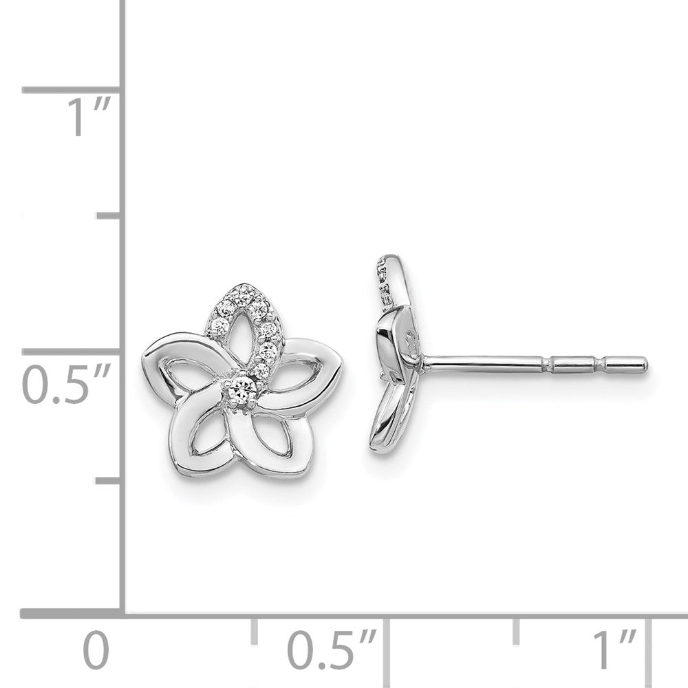 14K Weißgold Diamant-Blumen-Ohrringe (echte Diamanten)