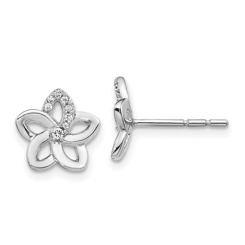 14K Weißgold Diamant-Blumen-Ohrringe (echte Diamanten)