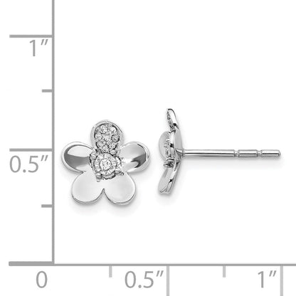 14K Weißgold Echtdiamant-Blumen-Ohrringe