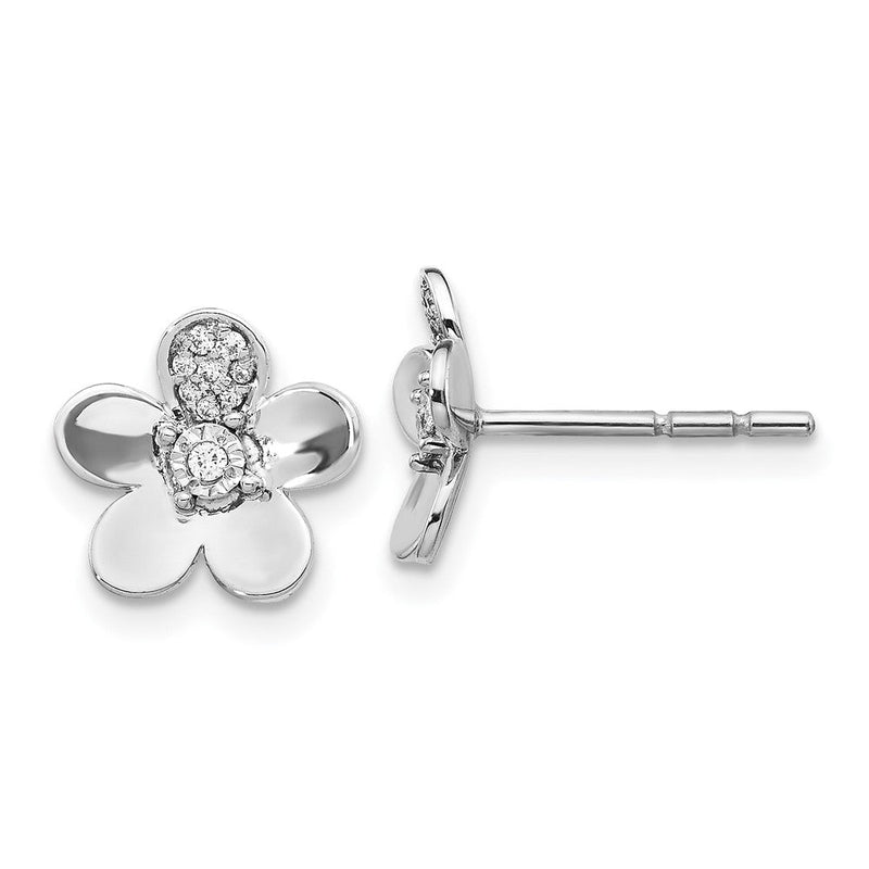 14K Weißgold Echtdiamant-Blumen-Ohrringe