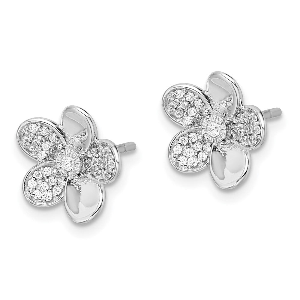14K Weißgold Ohrringe mit echten Diamanten in Blumenform