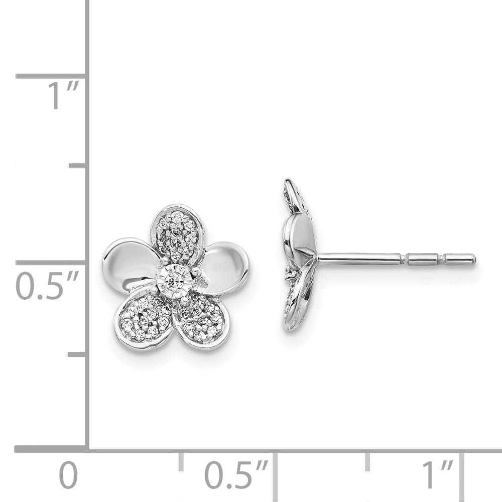 14K Weißgold Ohrringe mit echten Diamanten in Blumenform